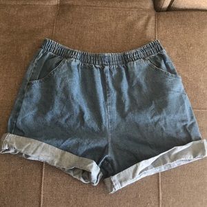 Speculation High Waisted Elastic Jean Shorts - 16